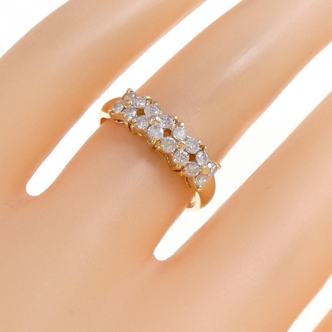 K18YG フラワー ダイヤモンド リング 0.40CT