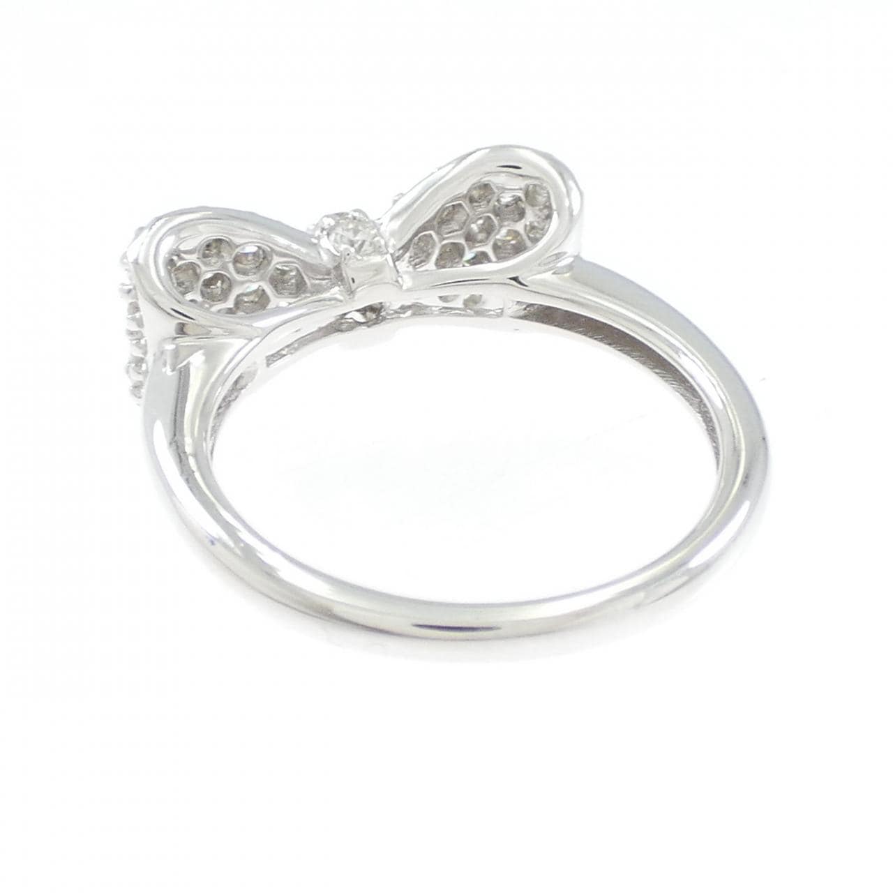 K18WG リボン ダイヤモンド リング