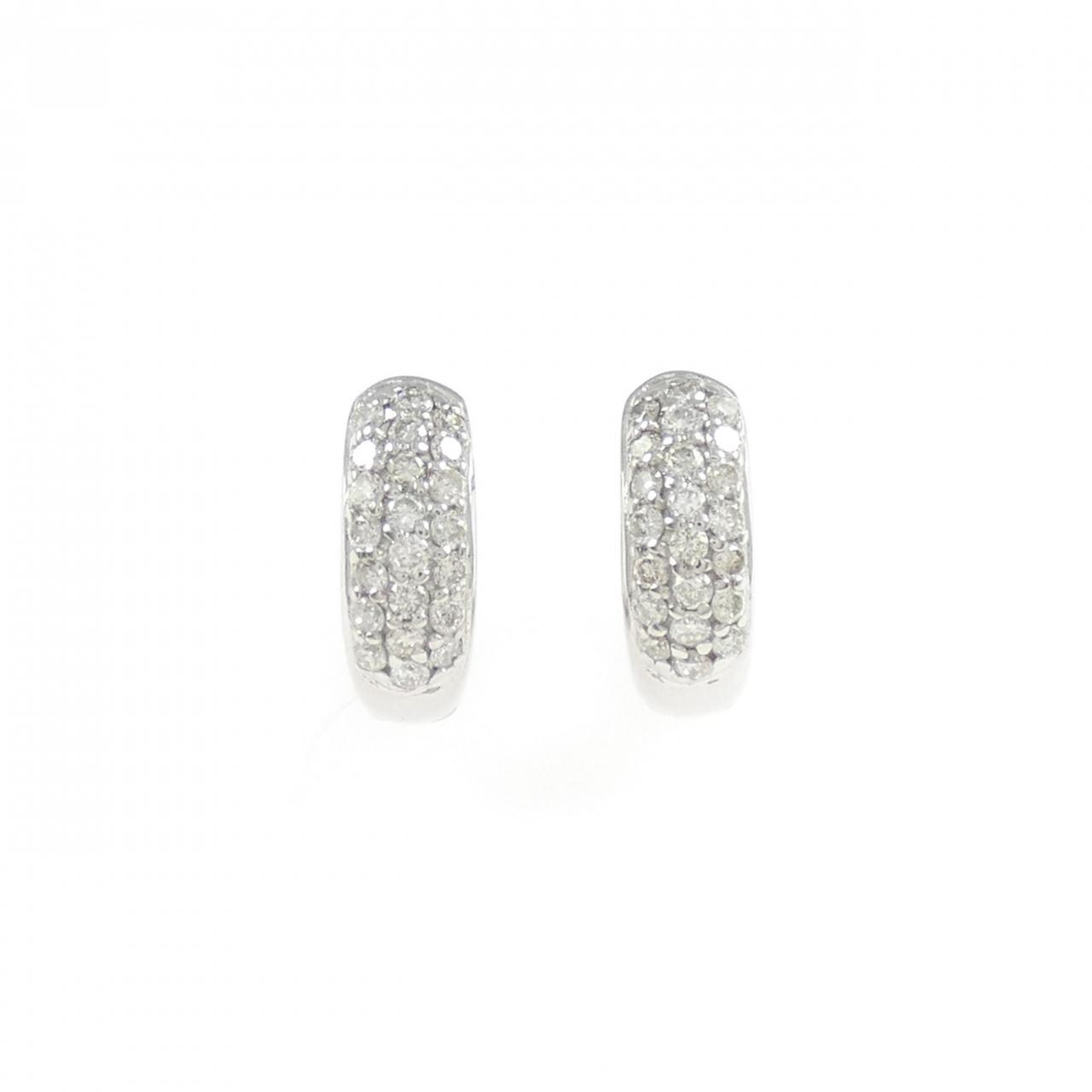 K18WG パヴェ ダイヤモンド フープ ピアス 0.30CT