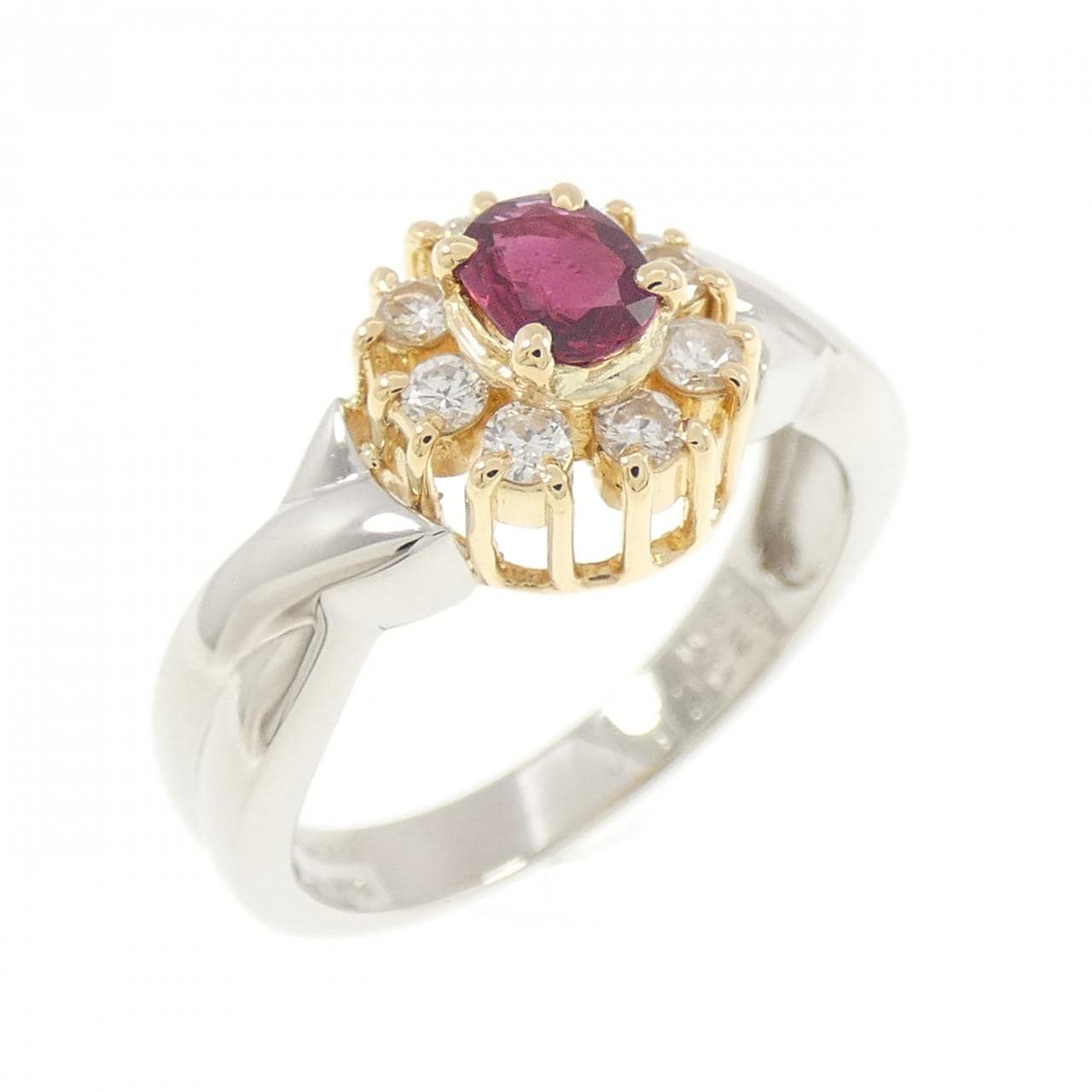 PT900/K18YG ルビー リング 0.31CT