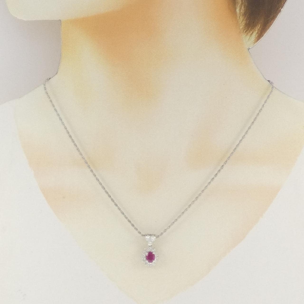 PT900/PT850 ルビー ネックレス 0.74CT