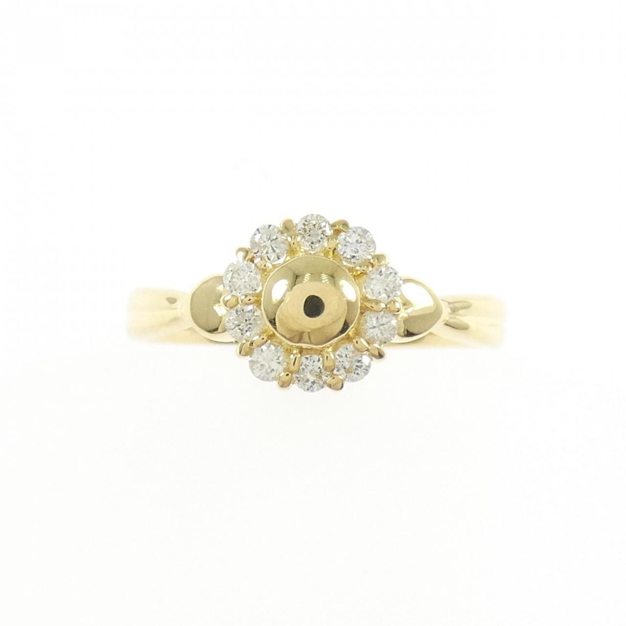 K18YG フラワー ダイヤモンド リング 0.18CT