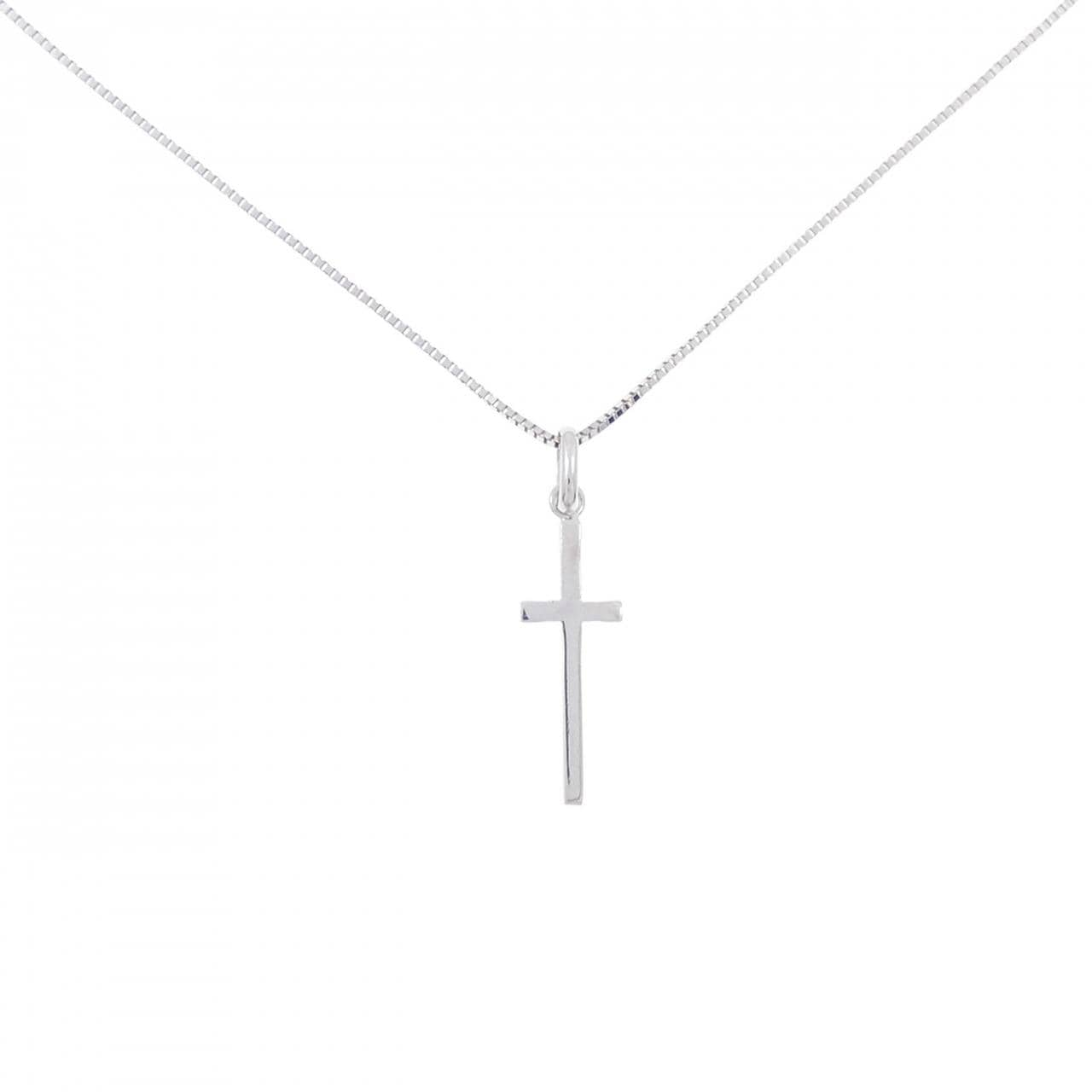 K18WG cross necklace