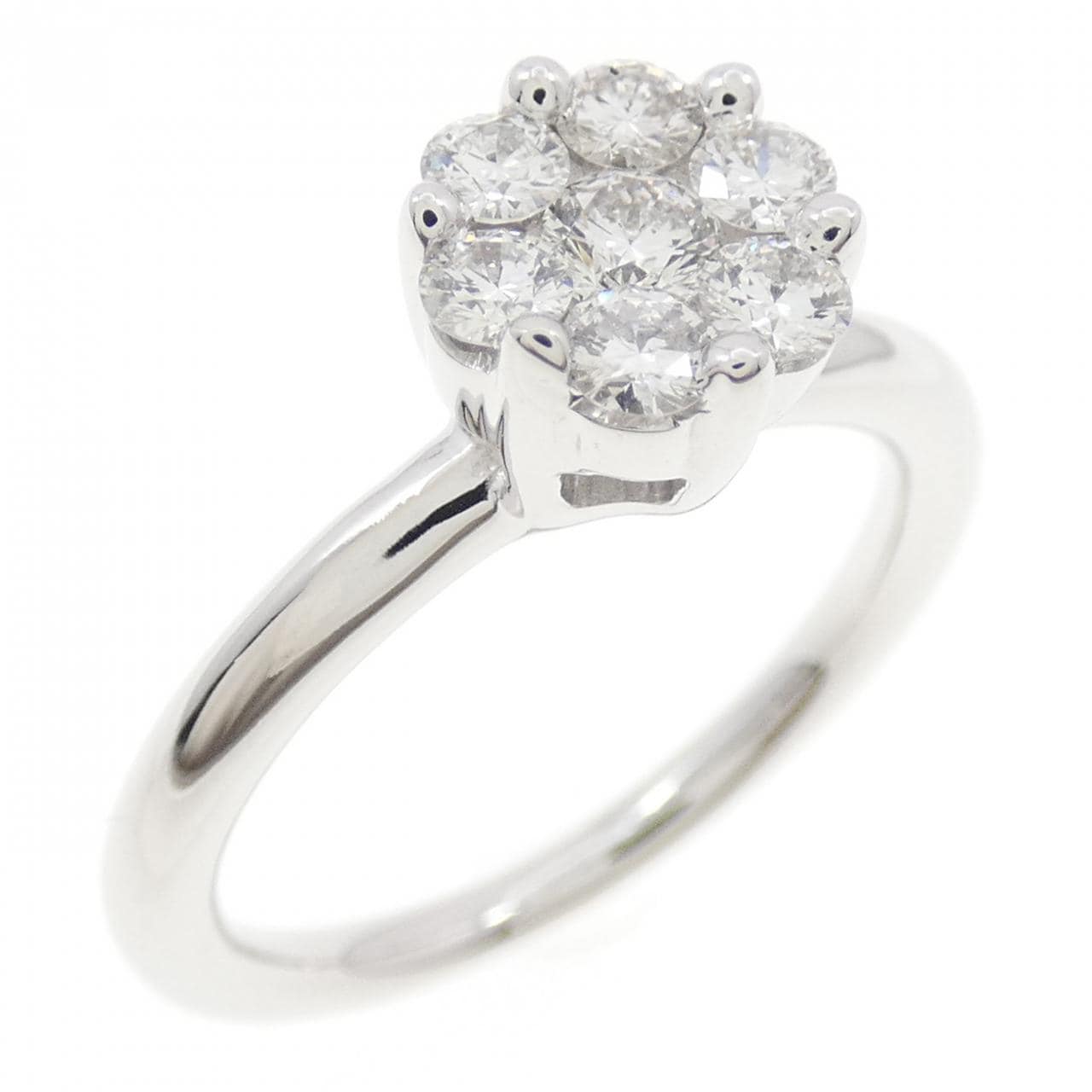 750WG フラワー ダイヤモンド リング 0.50CT