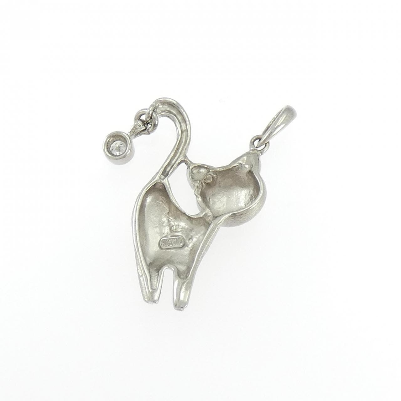 K18WG キャット ダイヤモンド ペンダント 0.10CT
