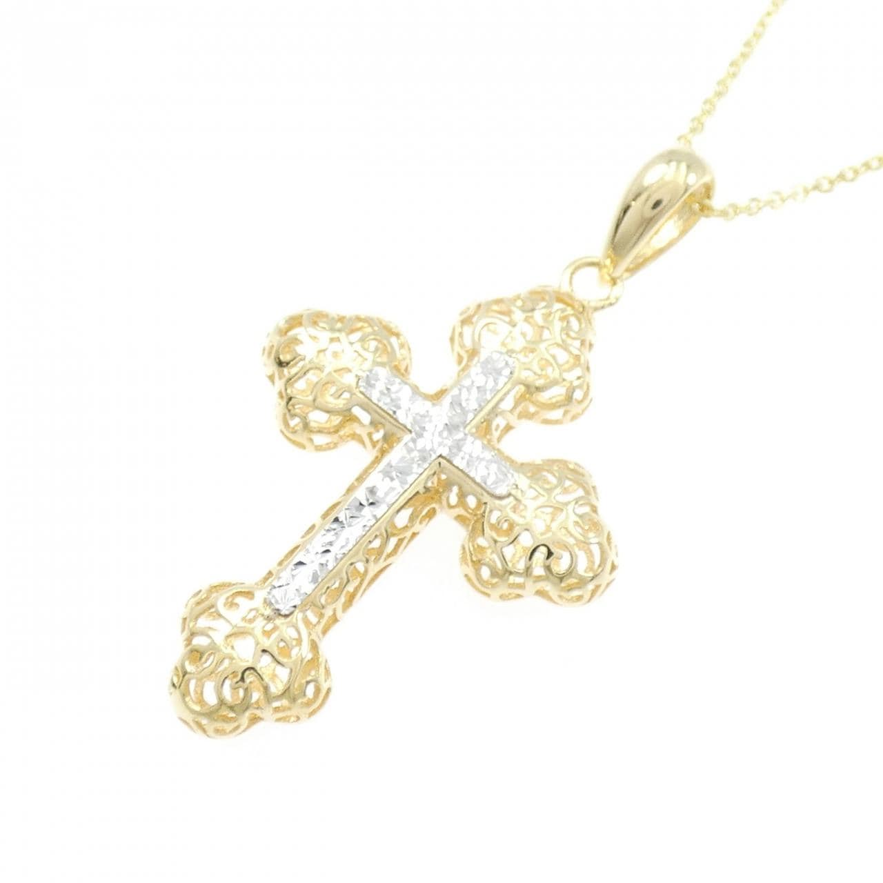 K18YG/K18WG クロス ネックレス