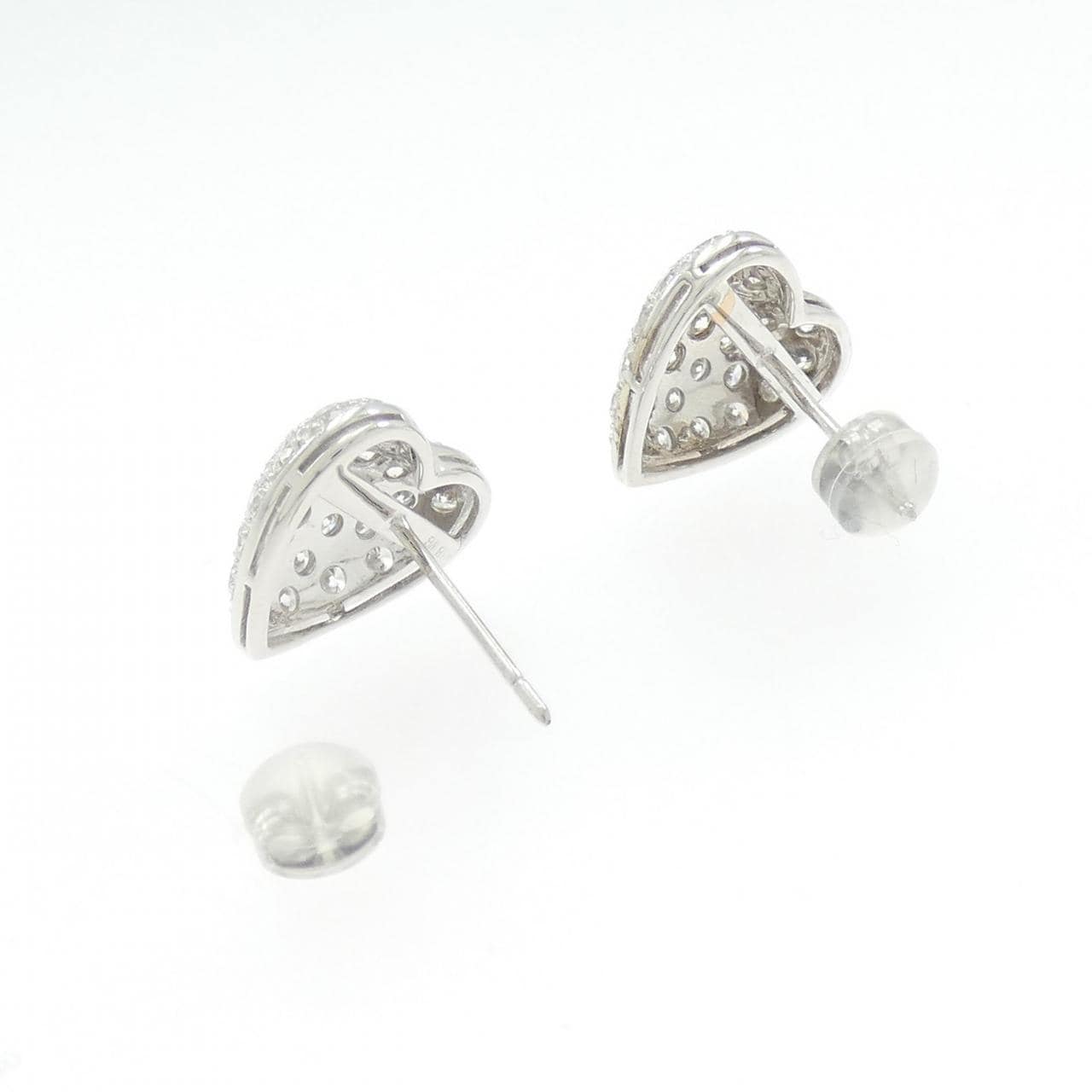 K18WG ハート ダイヤモンド ピアス