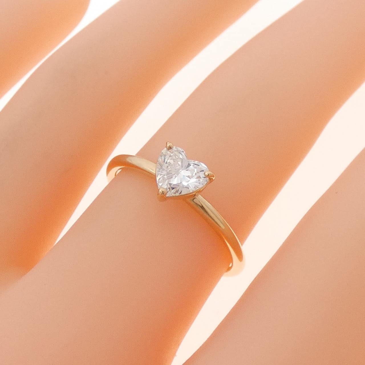 K18PG ダイヤモンド リング 0.568CT F SI2 ハートシェイプ