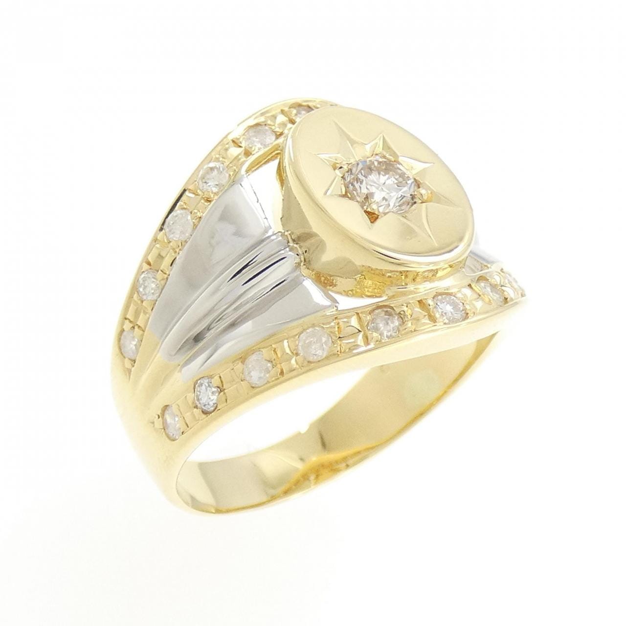 K18YG/PT900 ダイヤモンド リング 0.70CT