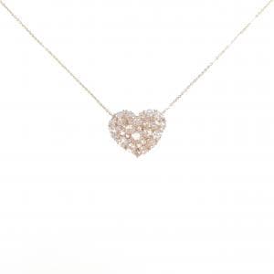 K18PG ハート パヴェ ダイヤモンド ネックレス 1.70CT