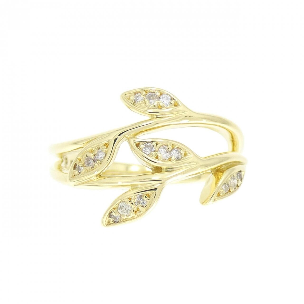 K18YG リーフ ダイヤモンド リング 0.11CT