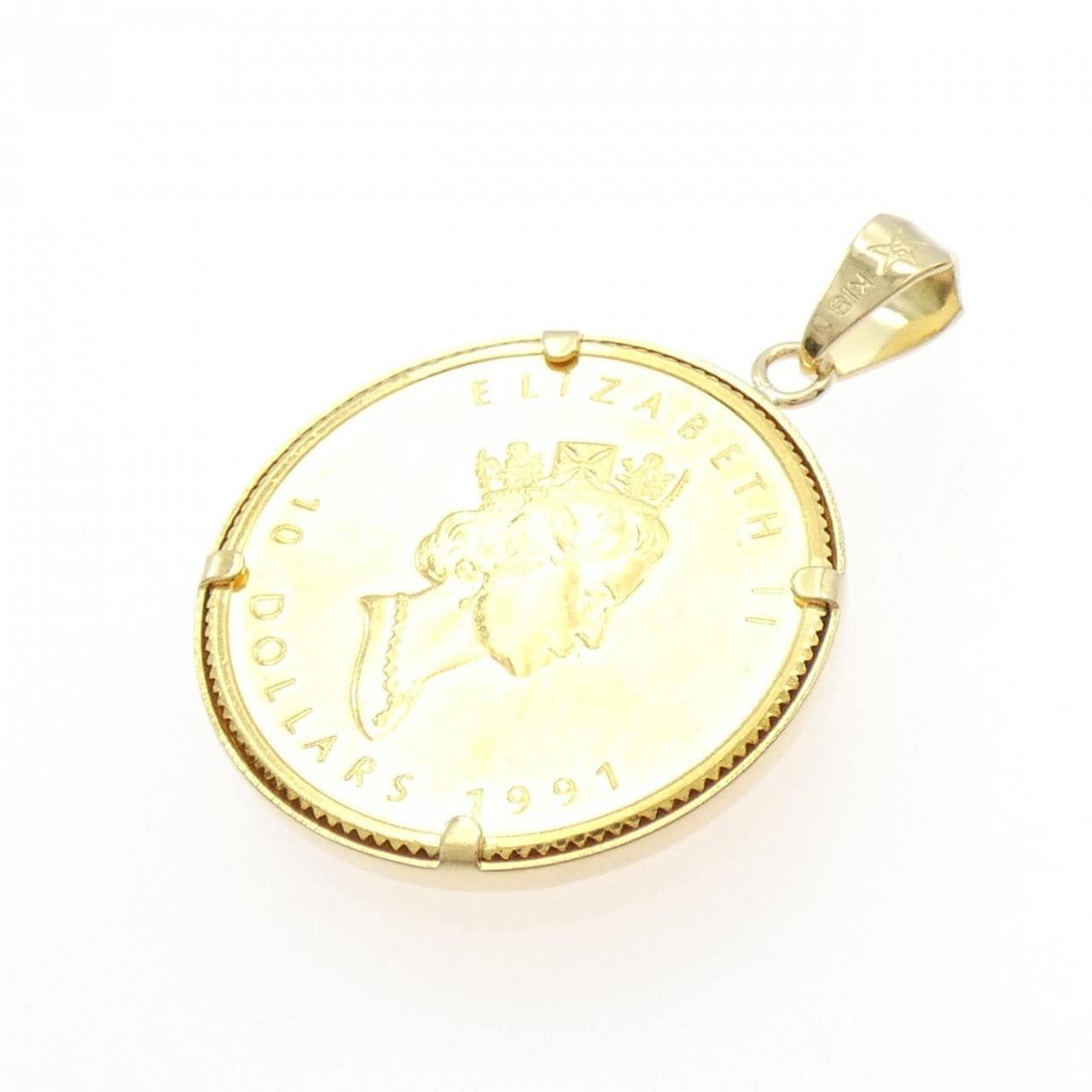 K18YG(枠) コイン ペンダント