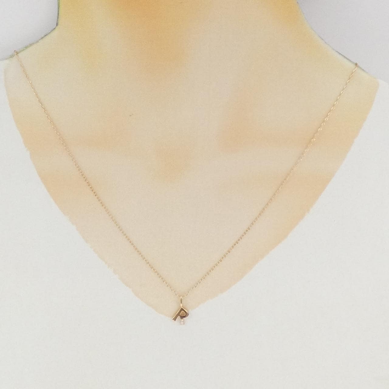 K18PG イニシャルR ダイヤモンド ネックレス 0.01CT
