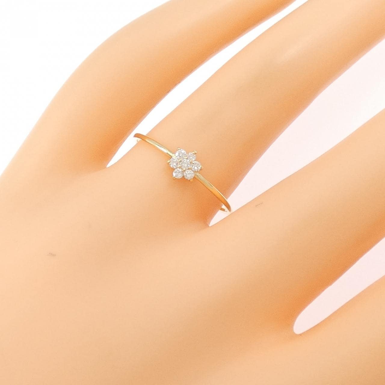 【再加工款】K18YG花朵鑽石戒指0.10克拉