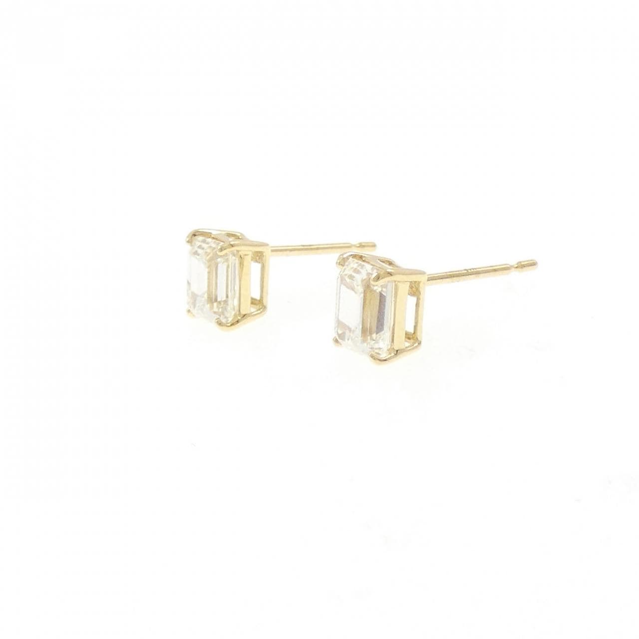 K18YG/ST ダイヤモンド ピアス 0.901CT 0.914CT J-K VS1 エメラルドカット