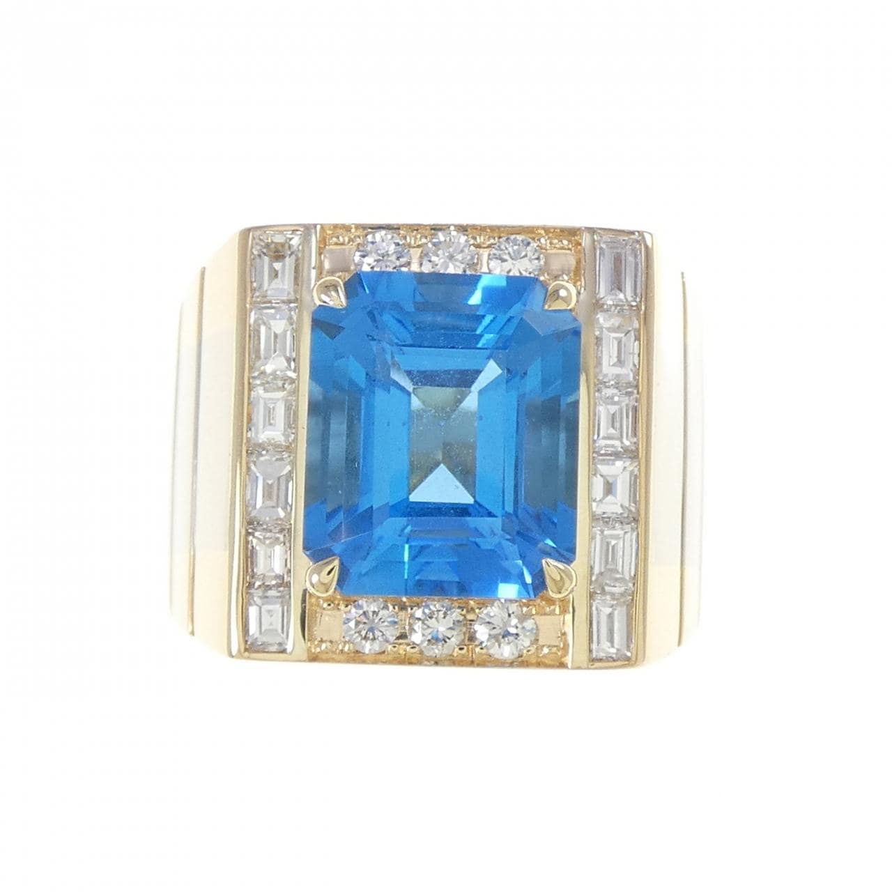 K18YG/K18WG ブルートパーズ リング 7.72CT
