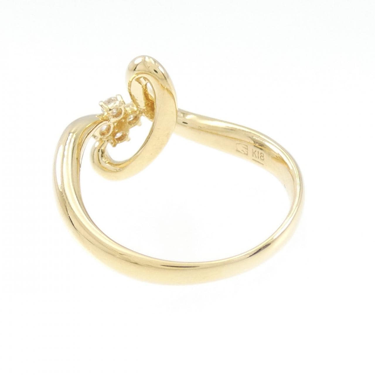 K18YG フラワー ダイヤモンド リング 0.10CT