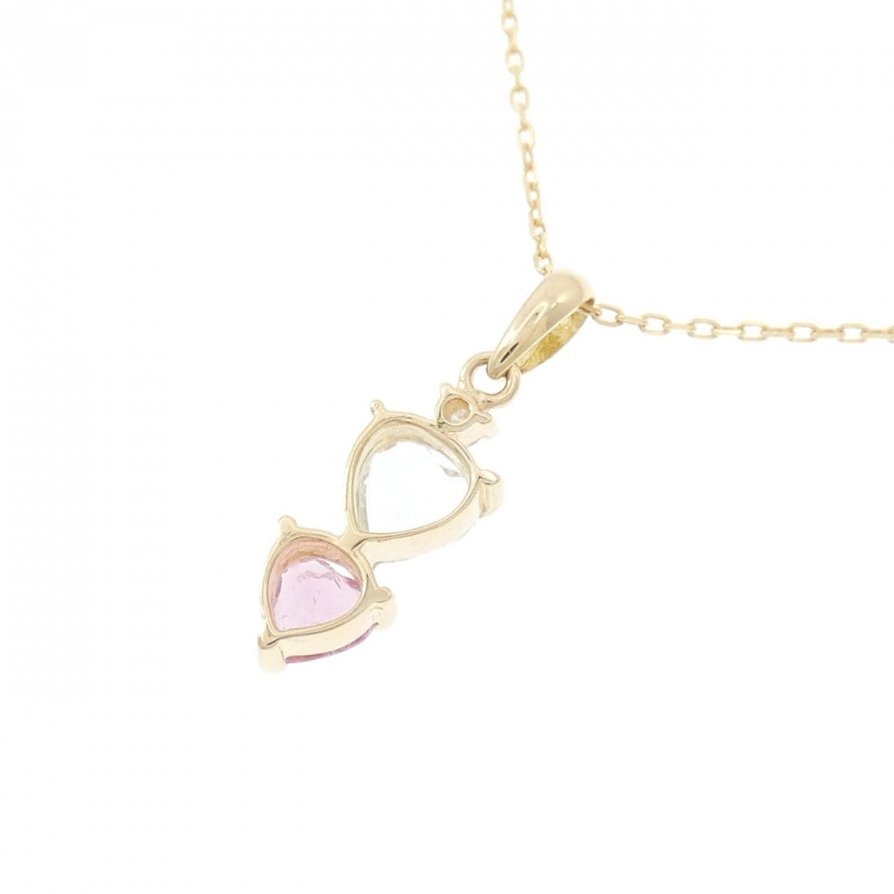 K18YG ハート カラーストーン ネックレス