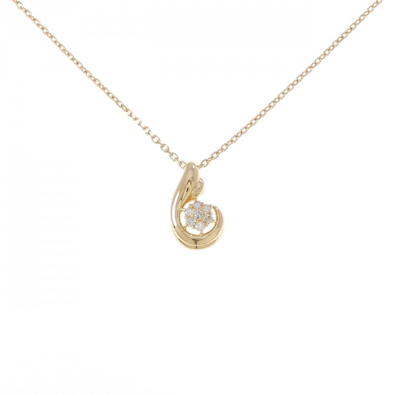 K18YG フラワー ダイヤモンド ネックレス 0.15CT