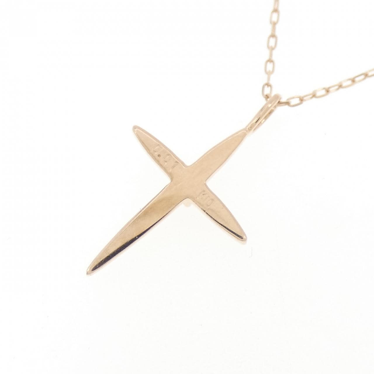 K10PG クロス ダイヤモンド ネックレス 0.01CT