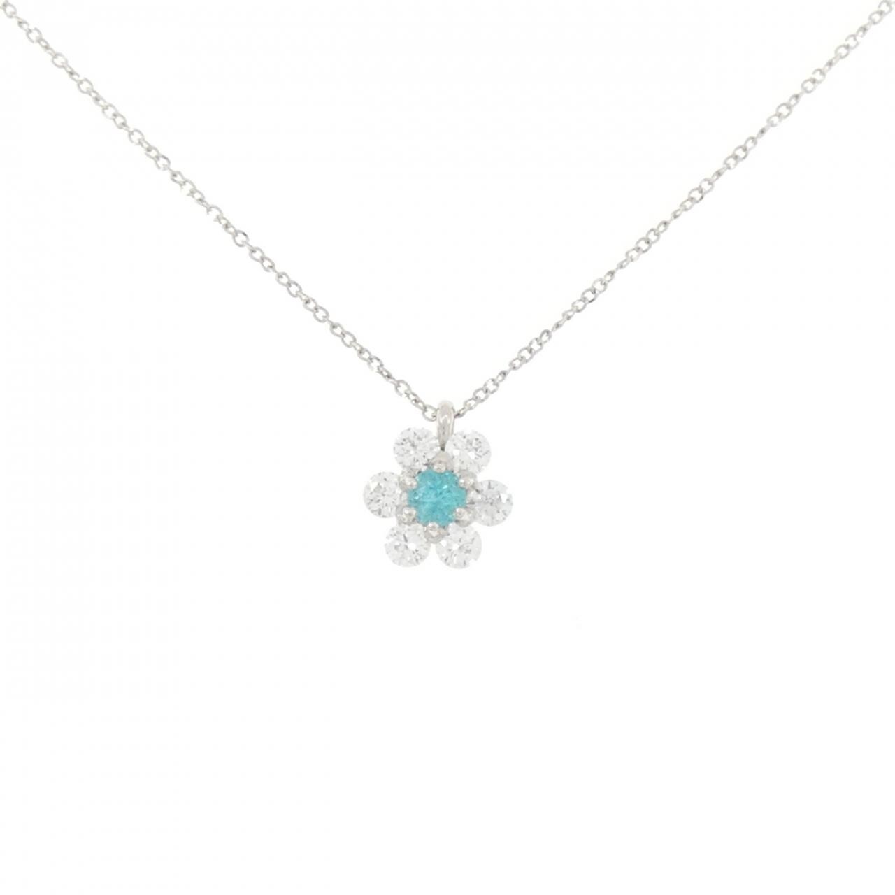 PT900/PT850 フラワー パライバトルマリン ネックレス 0.16CT