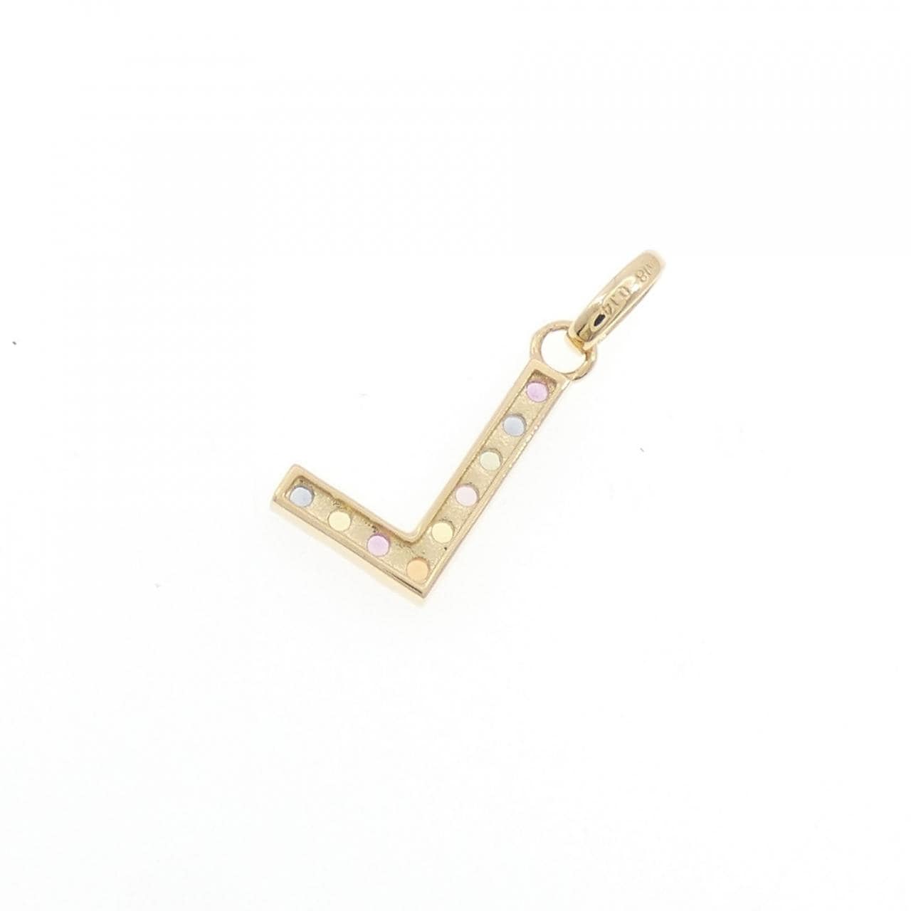 【新品】K18YG イニシャルL サファイヤ ペンダント 0.14CT