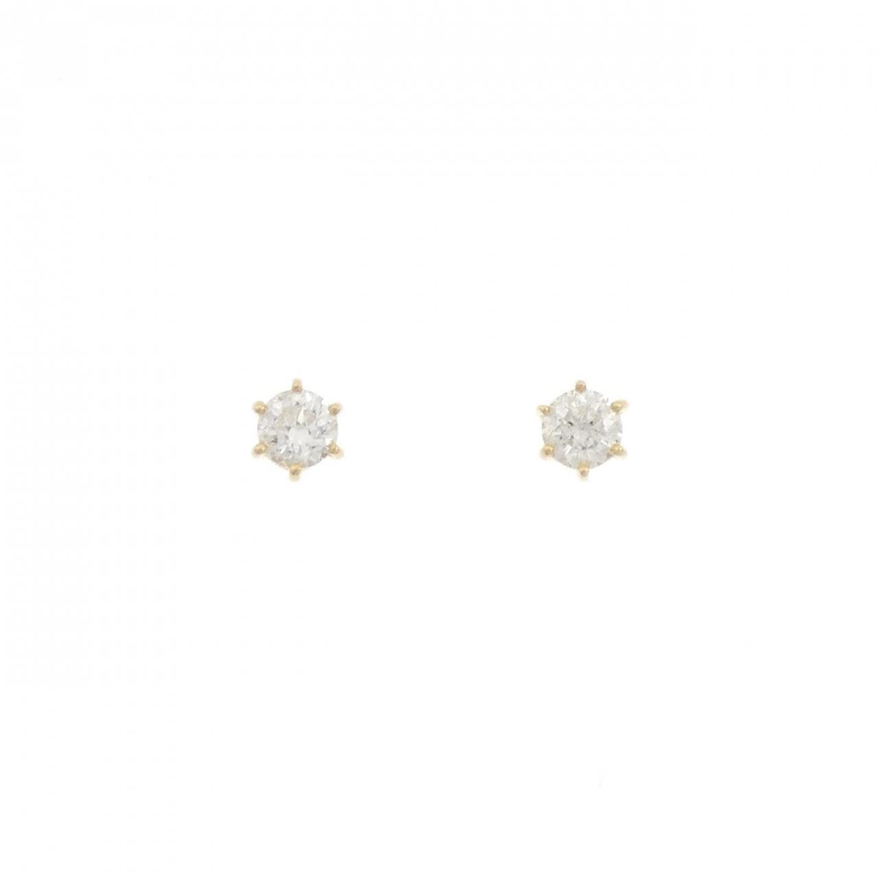 K18YG ソリティア ダイヤモンド ピアス 0.63CT
