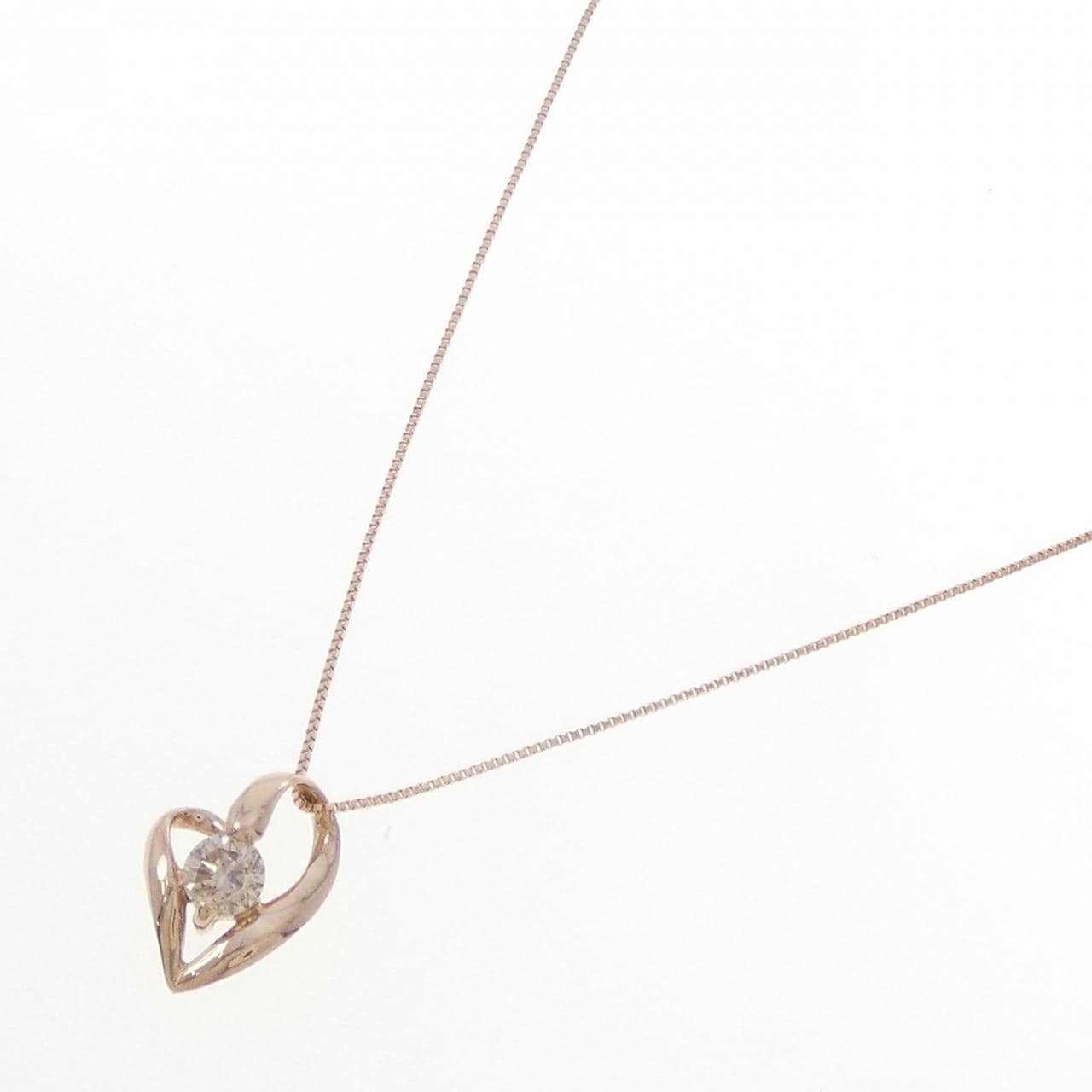 K18PG ハート ダイヤモンド ネックレス 0.30CT