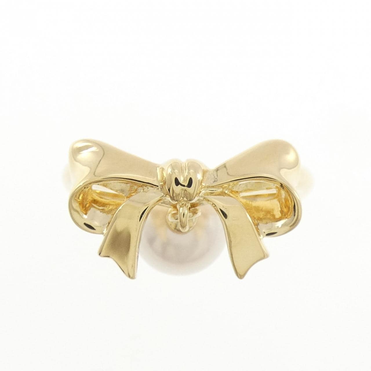 K18YG リボン アコヤパール リング 6.8mm