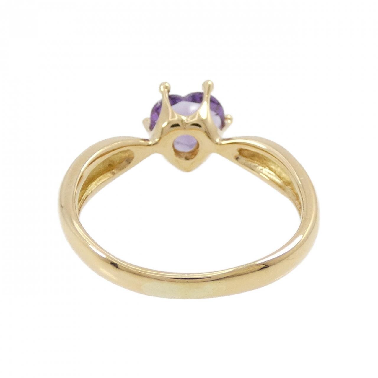 K18YG heart amethyst ring