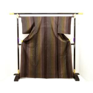 単衣　染紬　絞り加工