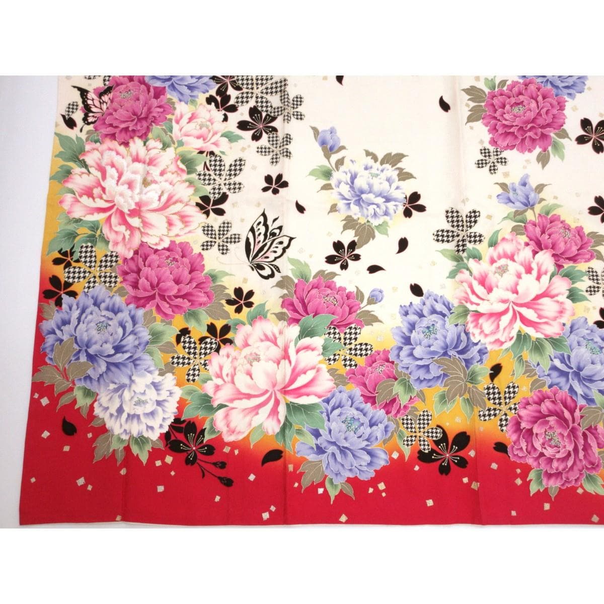 振袖　友禅金彩加工　刺繍入りボカシ染