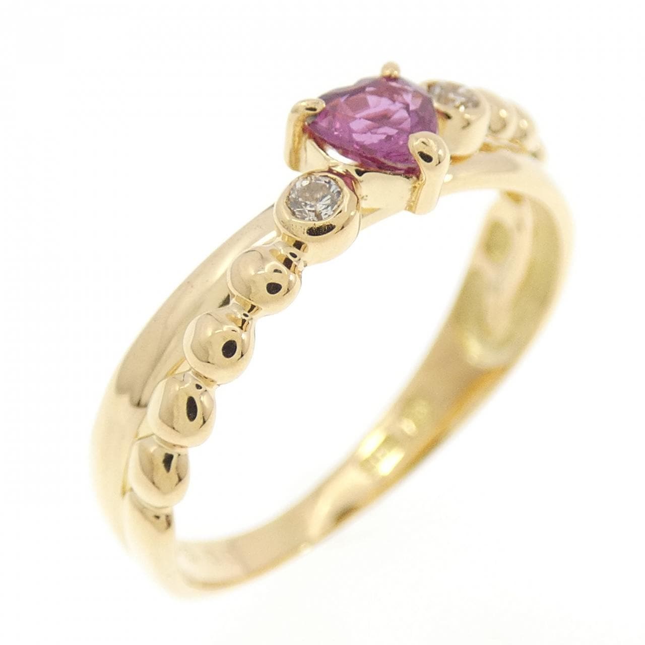 K18YG heart ruby ring