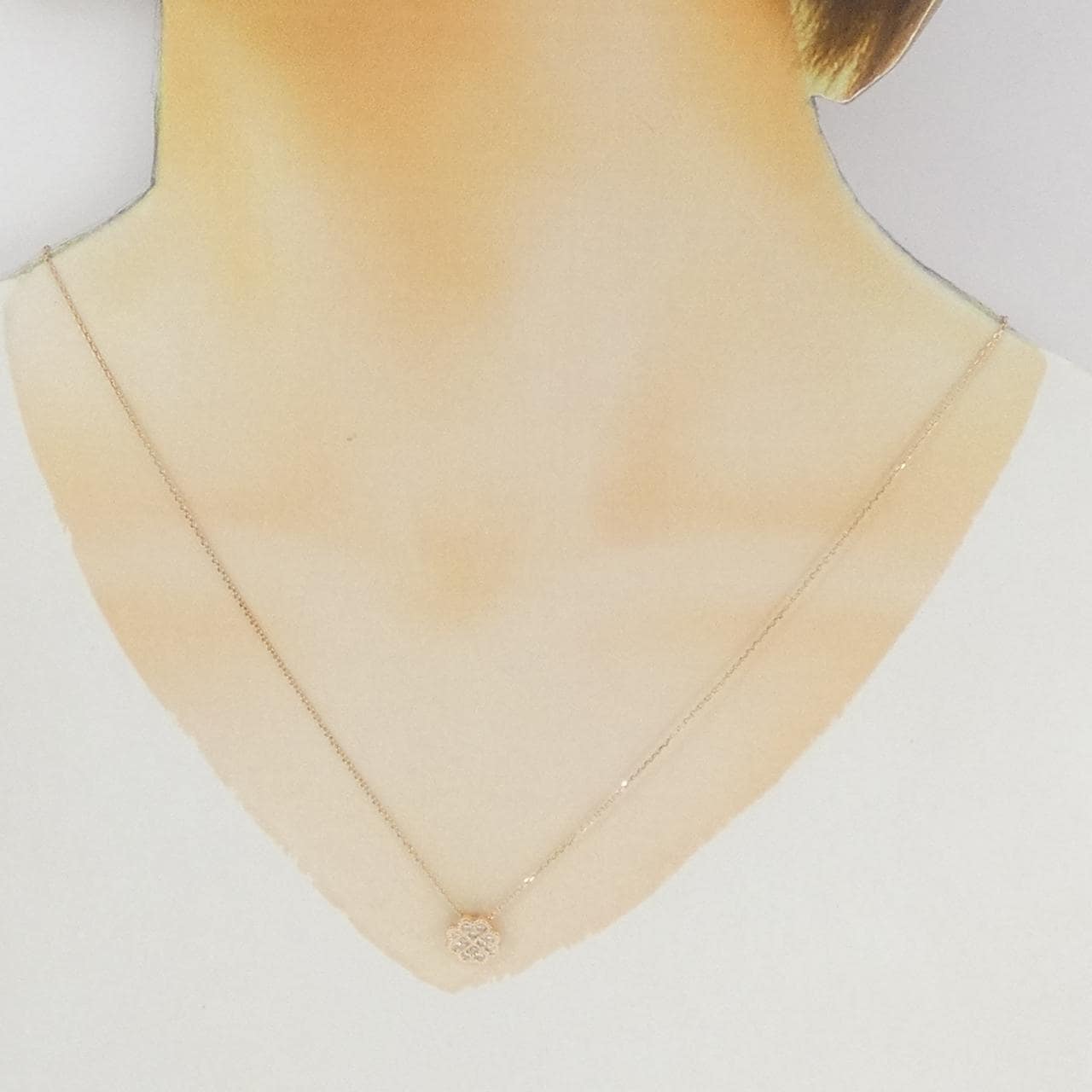 K10PG クローバー ダイヤモンド ネックレス 0.10CT