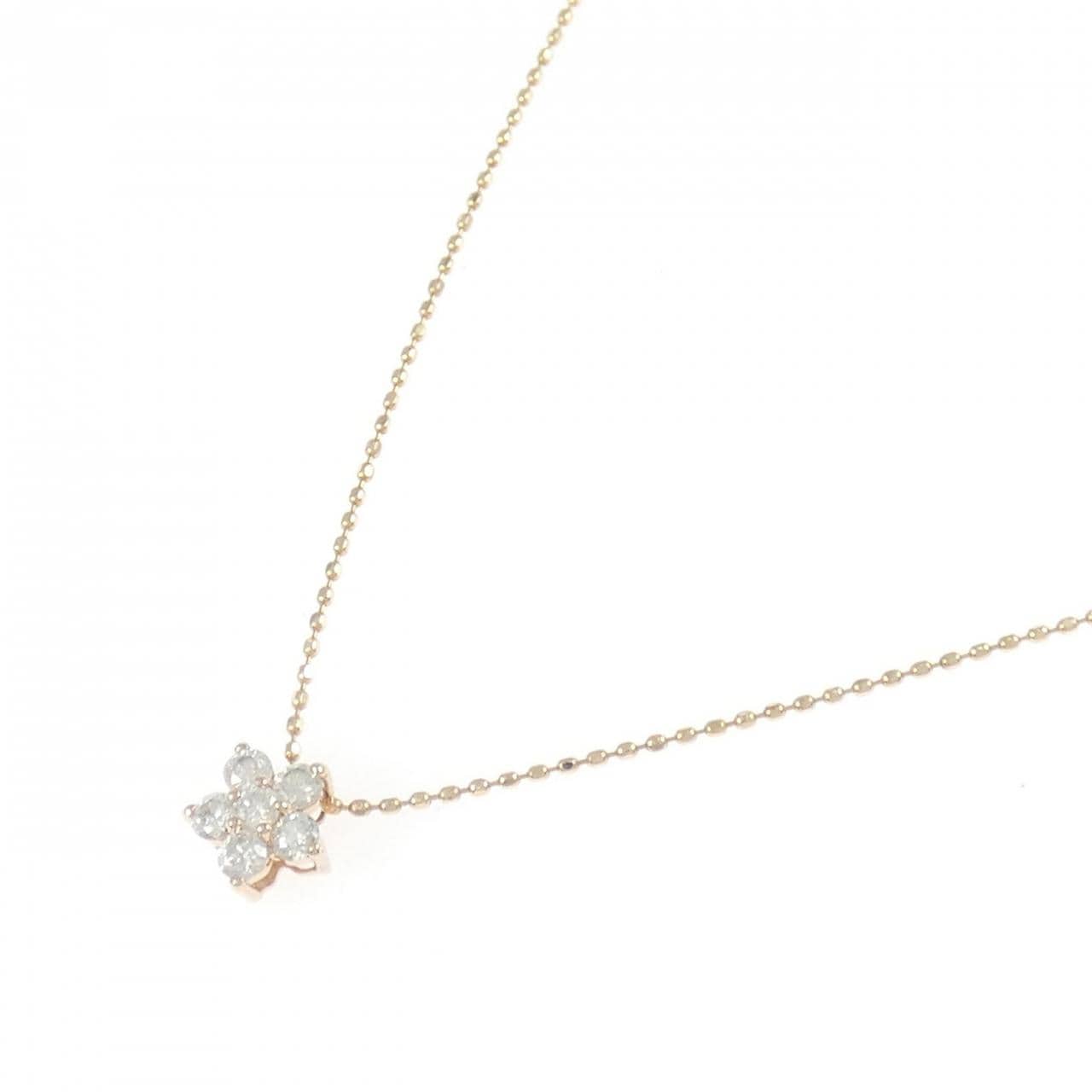 K10PG フラワー ダイヤモンド ネックレス 0.26CT