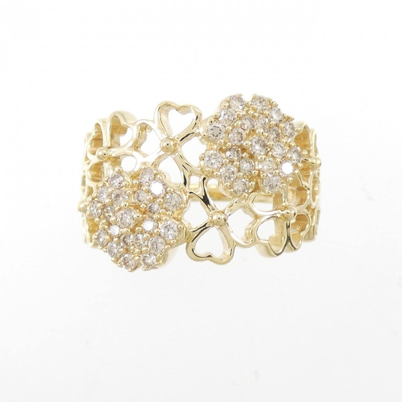 K18YG flower Diamond ring 0.37CT