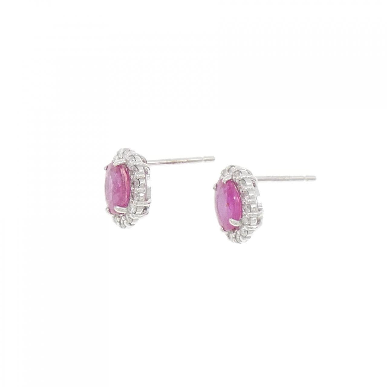 [BRAND NEW] K18WG Ruby Earrings 1.29CT