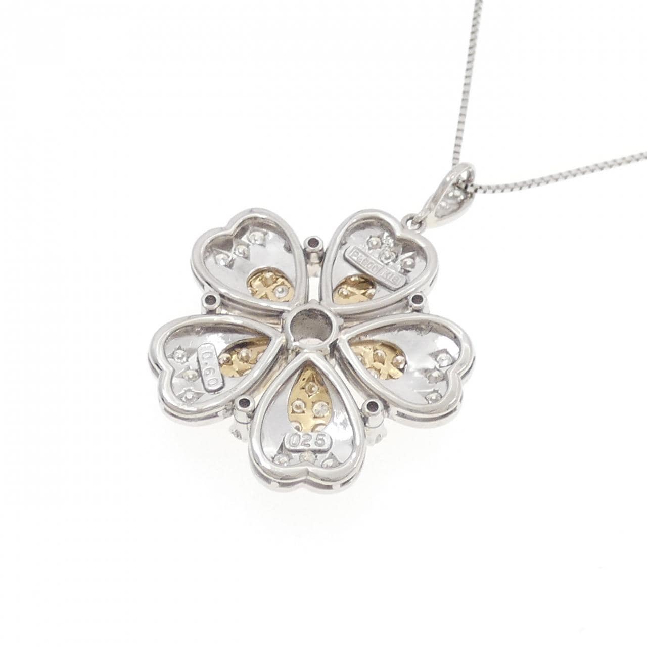 PT900/K18YG/PT850 フラワー ダイヤモンド ネックレス 0.25CT