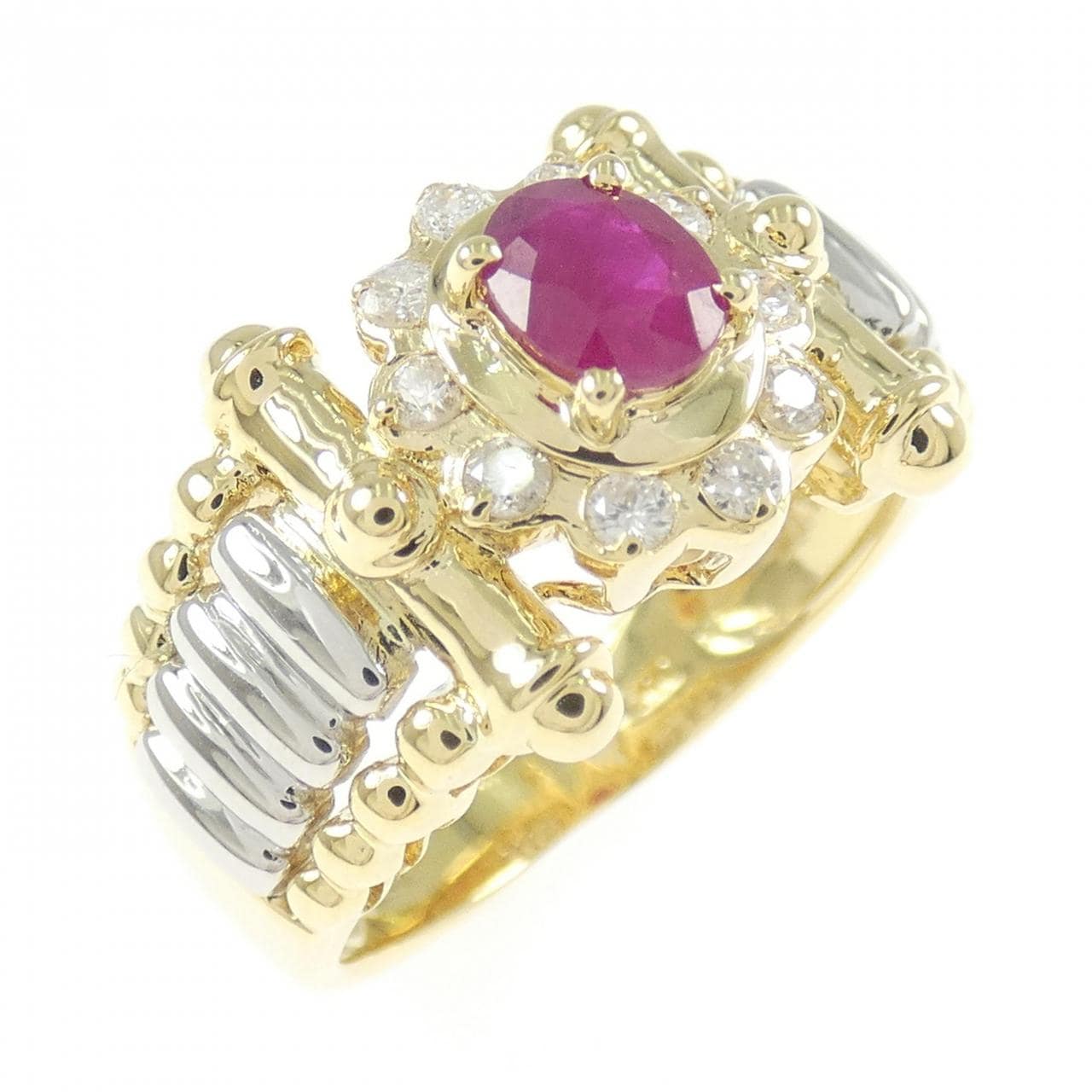 K18YG/PT900 ルビー リング 0.40CT