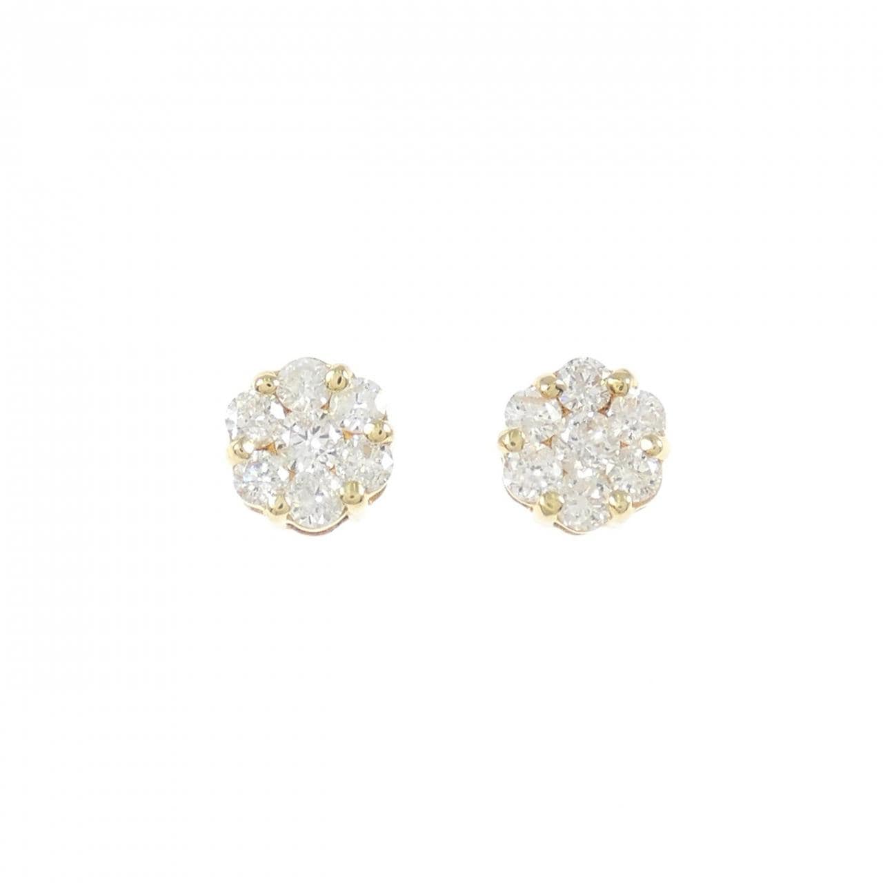 K18YG フラワー ダイヤモンド ピアス 0.50CT