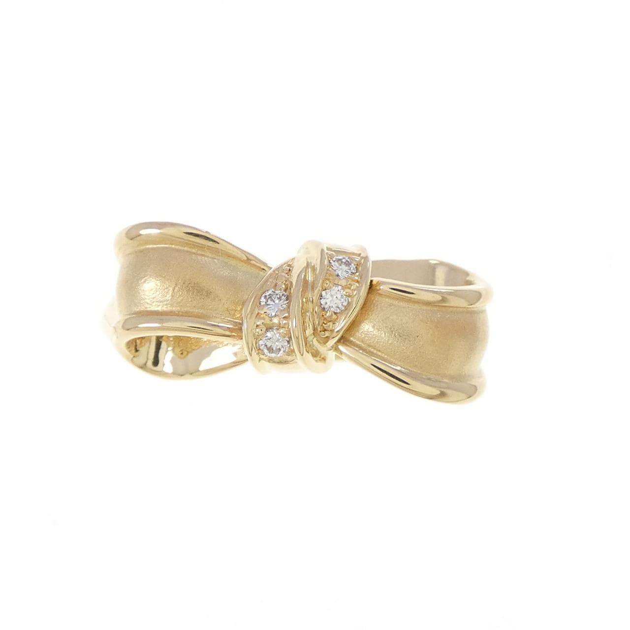 K18YG リボン ダイヤモンド リング