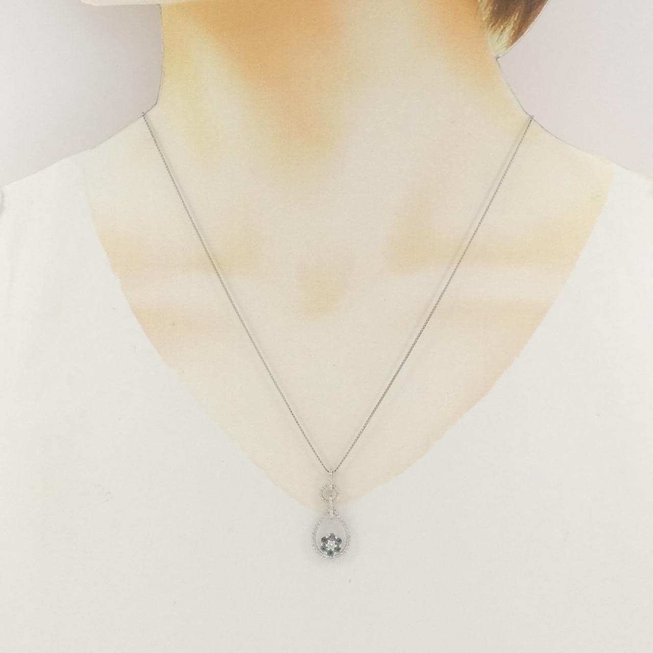 PT900/PT850 フラワー アレキサンドライト ネックレス 0.265CT