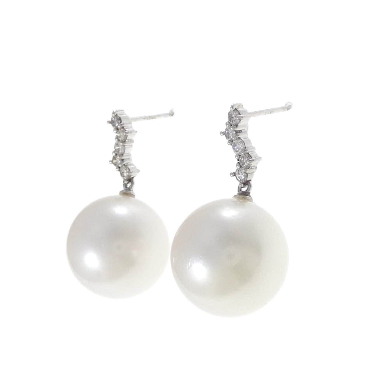 K18WG 白蝶パール ピアス 15.0mm