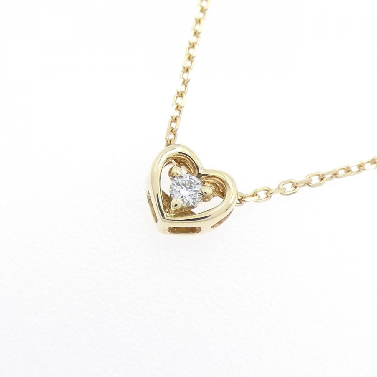 K10YG ハート ダイヤモンド ネックレス 0.02CT
