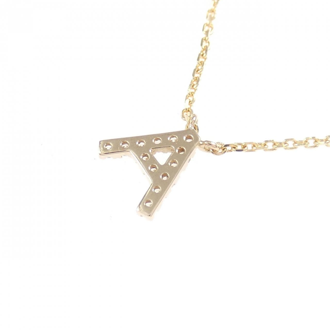 K18PG イニシャルA ダイヤモンド ネックレス 0.06CT