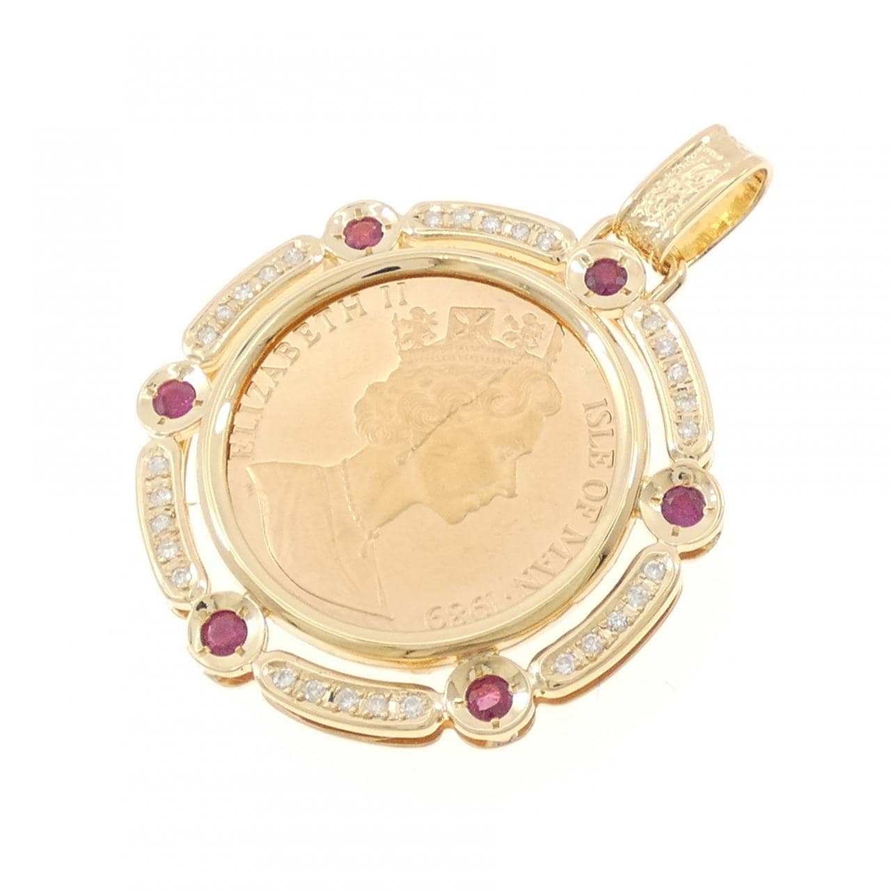 K18YG(枠) ルビー コイン 0.57CT ペンダント