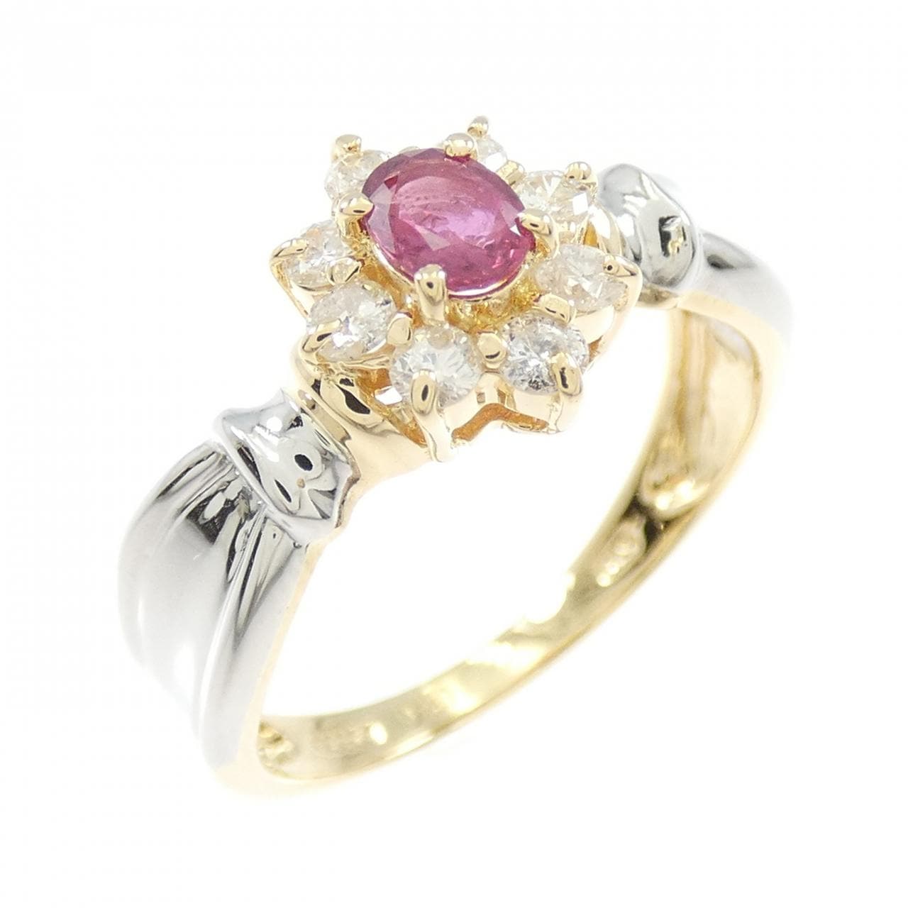 K18YG/PT900 ルビー リング