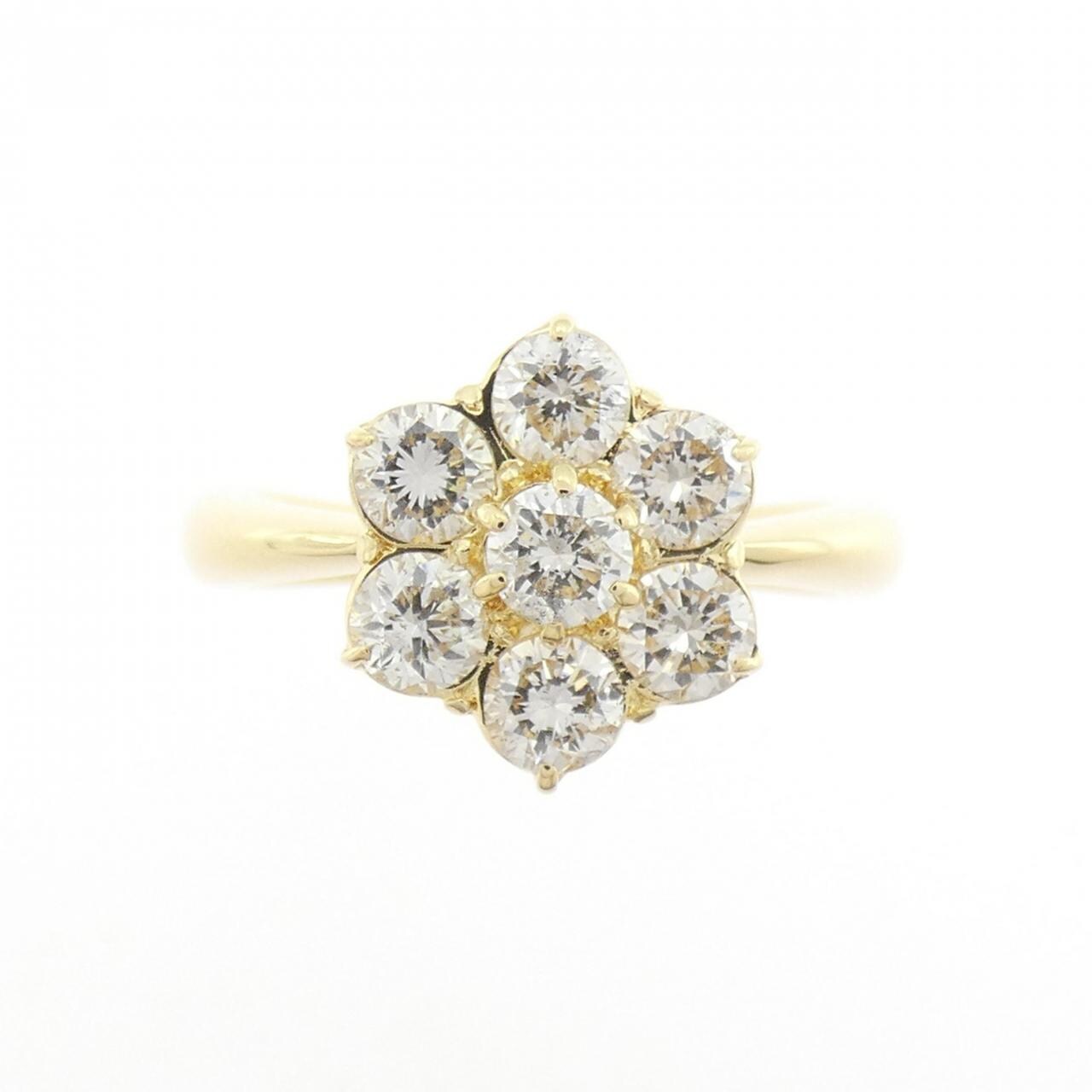 K18YG フラワー ダイヤモンド リング 1.05CT