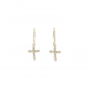 K18YG クロス ダイヤモンド ピアス 0.40CT