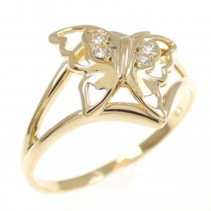K18YG バタフライ ダイヤモンド リング 0.03CT